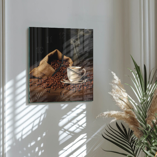 Wanduhr aus glas Kaffeebohnen