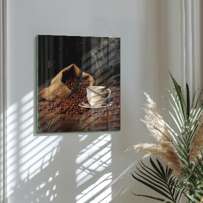 Wanduhr aus glas Kaffeebohnen