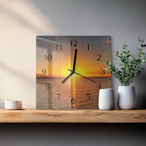 Wanduhr aus glas Sonnenuntergang