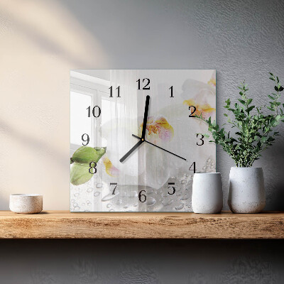 Wanduhr aus glas Orchidee