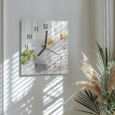 Wanduhr aus glas Orchidee