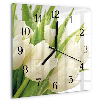 Wanduhr aus glas Tulpen