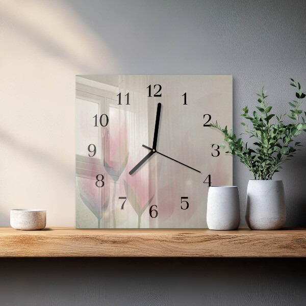 Wanduhr aus glas Blumen