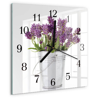 Wanduhr aus glas Lavendel
