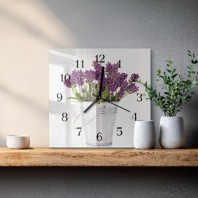 Wanduhr aus glas Lavendel