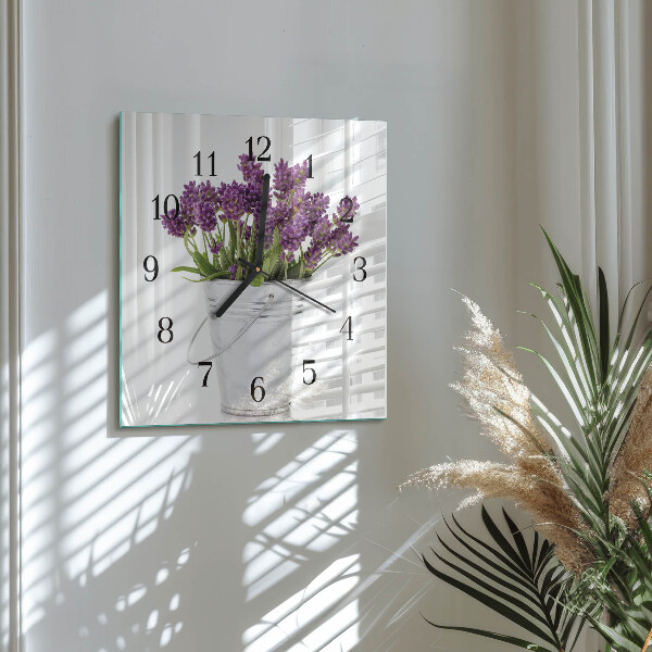 Wanduhr aus glas Lavendel