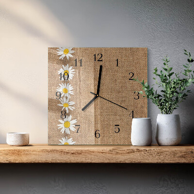 Wanduhr aus glas Gänseblümchen