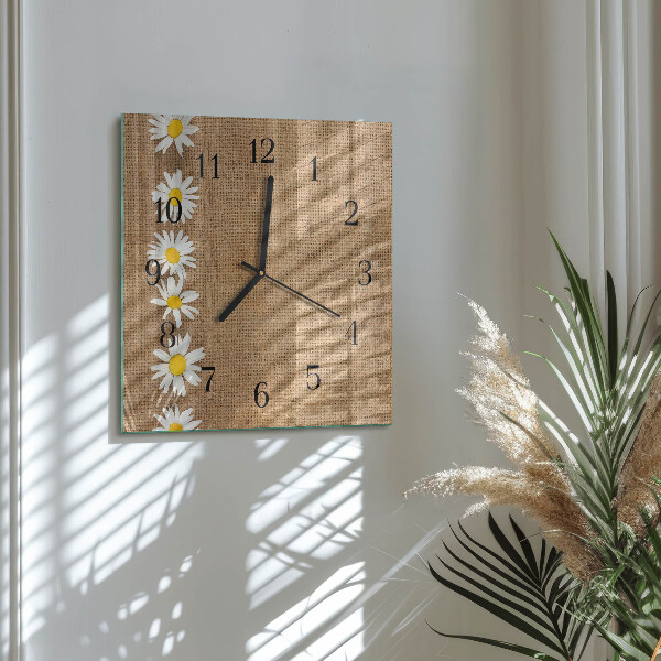 Wanduhr aus glas Gänseblümchen