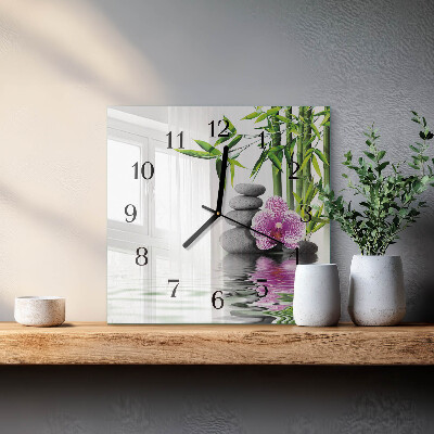 Wanduhr aus glas Blumenbaum