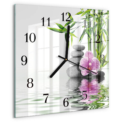 Wanduhr aus glas Orchideensteine