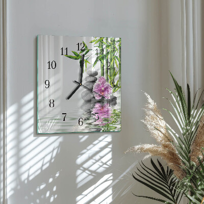 Wanduhr aus glas Orchideensteine