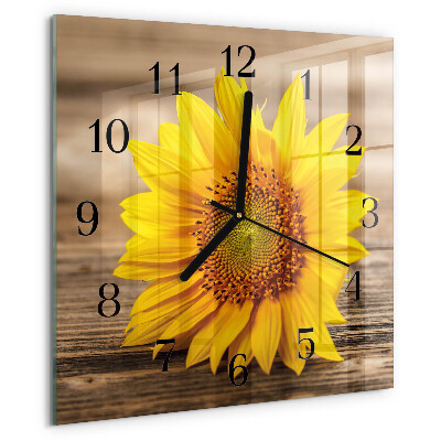 Wanduhr aus glas Sonnenblume