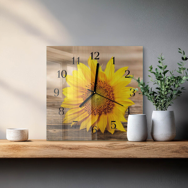 Wanduhr aus glas Sonnenblume