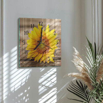 Wanduhr aus glas Sonnenblume