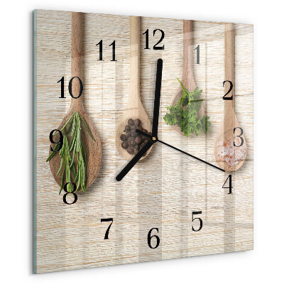 Wanduhr aus glas Holzlöffel