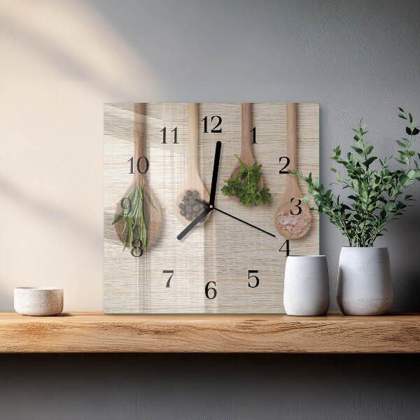 Wanduhr aus glas Holzlöffel