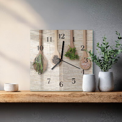Wanduhr aus glas Holzlöffel