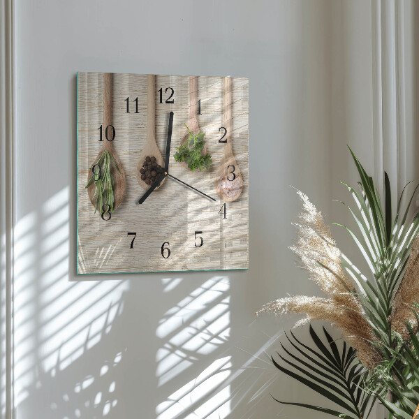Wanduhr aus glas Holzlöffel