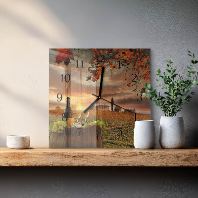 Wanduhr aus glas Wein Natur