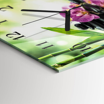 Wanduhr aus glas Spa Orchidee