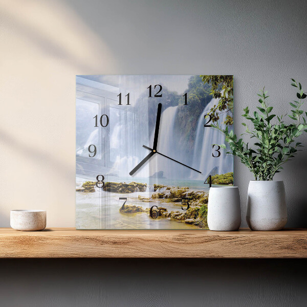 Wanduhr aus glas Wasserfall