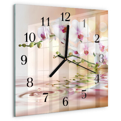 Wanduhr aus glas Orchidee