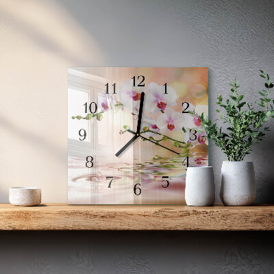 Wanduhr aus glas Orchidee