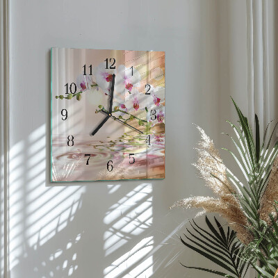 Wanduhr aus glas Orchidee