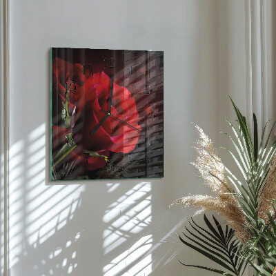 Wanduhr aus glas Rosen