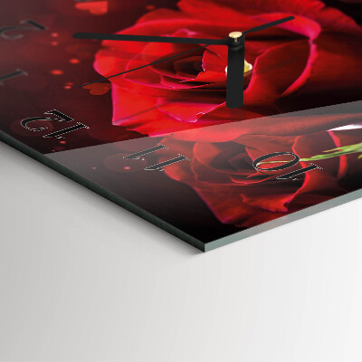 Wanduhr aus glas Rosen