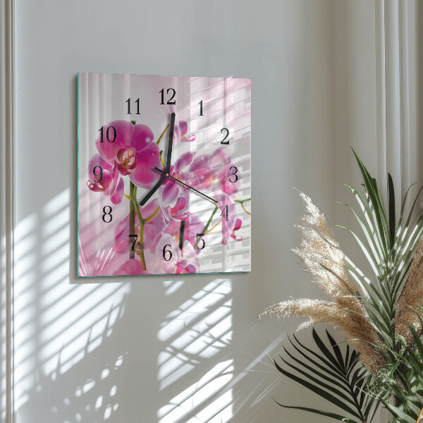 Wanduhr aus glas Orchidee