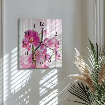 Wanduhr aus glas Orchidee
