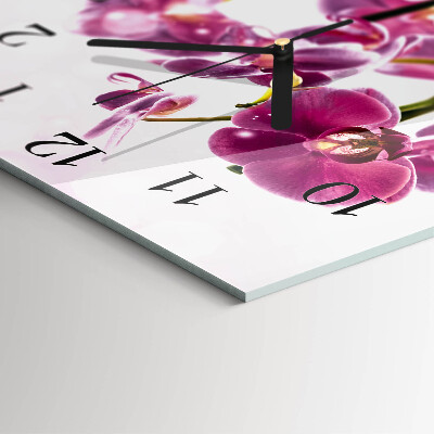 Wanduhr aus glas Orchidee
