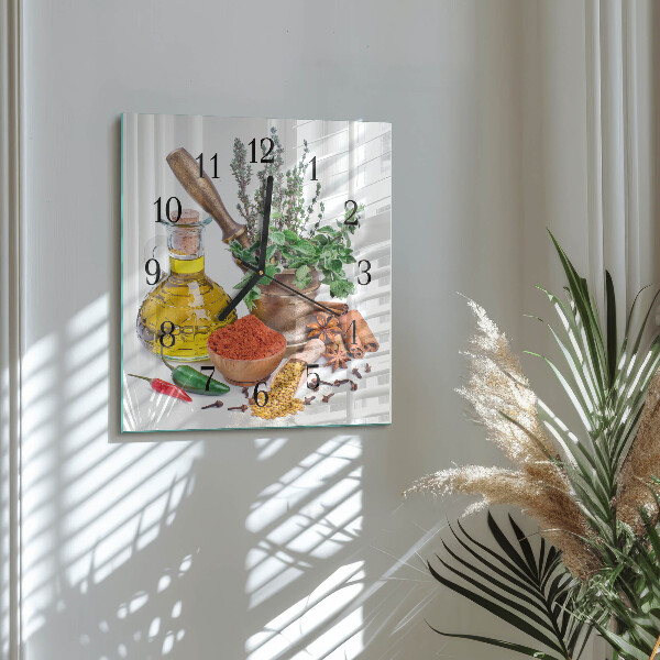 Wanduhr aus glas Gewürze