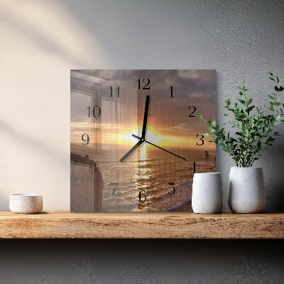 Wanduhr aus glas Sonnenuntergang