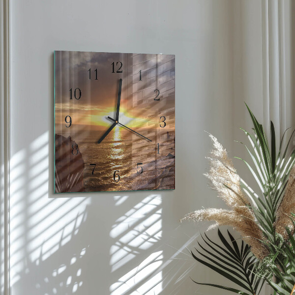 Wanduhr aus glas Sonnenuntergang
