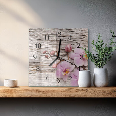 Wanduhr aus glas Orchidee