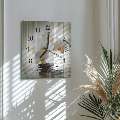 Wanduhr aus glas Orchidee