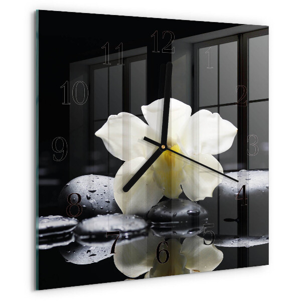 Wanduhr aus glas Orchideensteine