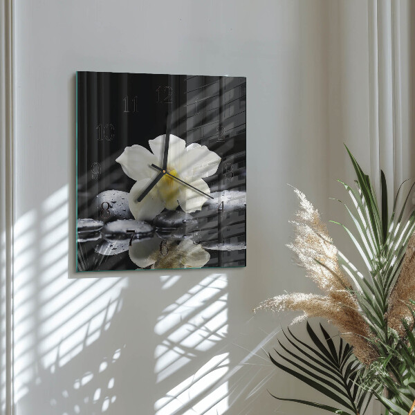 Wanduhr aus glas Orchideensteine