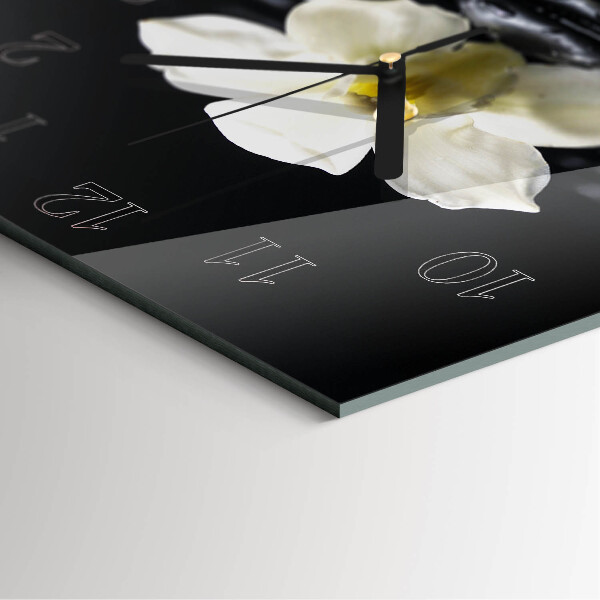 Wanduhr aus glas Orchideensteine