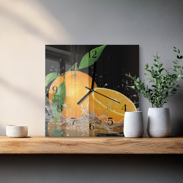 Wanduhr aus glas Orangen