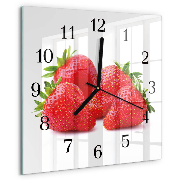 Wanduhr aus glas Erdbeeren