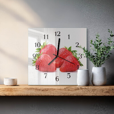Wanduhr aus glas Erdbeeren