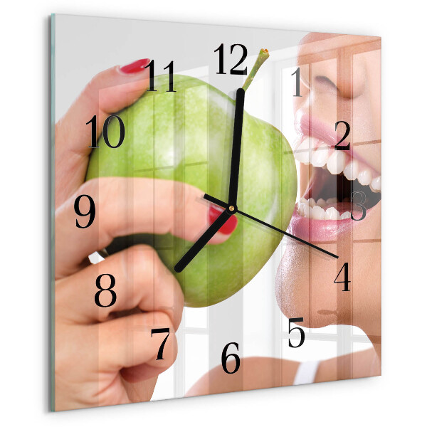 Wanduhr aus glas Apfel