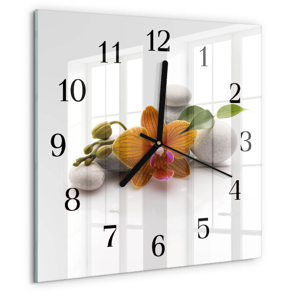Wanduhr aus glas Orchidee