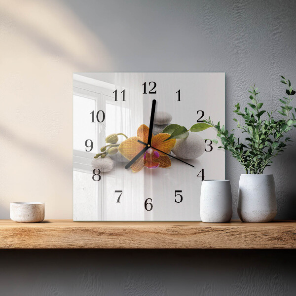 Wanduhr aus glas Orchidee