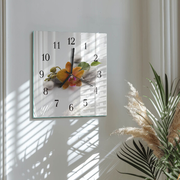 Wanduhr aus glas Orchidee