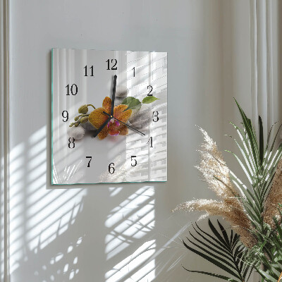 Wanduhr aus glas Orchidee