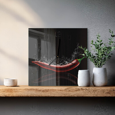 Wanduhr aus glas Chilischoten